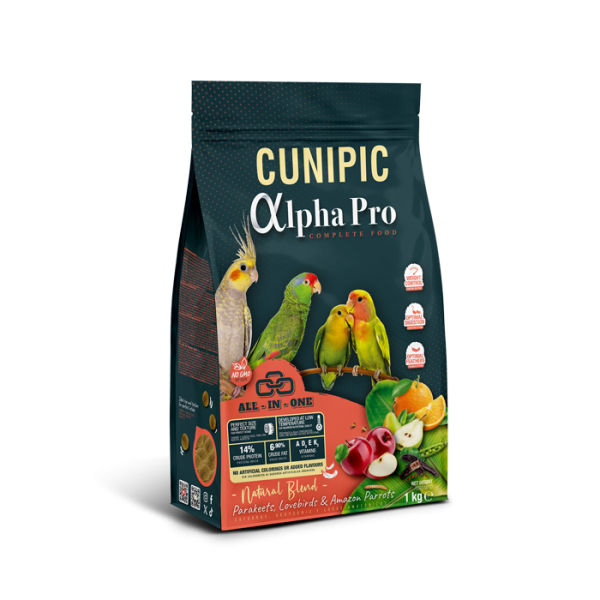 Alpha Pro Medium Birds | Πλήρης Τροφή σε Πέλετ για Παπαγαλάκια, Lovebirds & Amazon parrots - 1kg