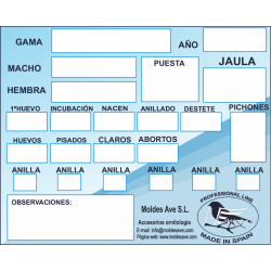 Moldes Ave – Καρτέλα Αναπαραγωγής “Tarjetas Control de Cría” (Διπλής Όψης)